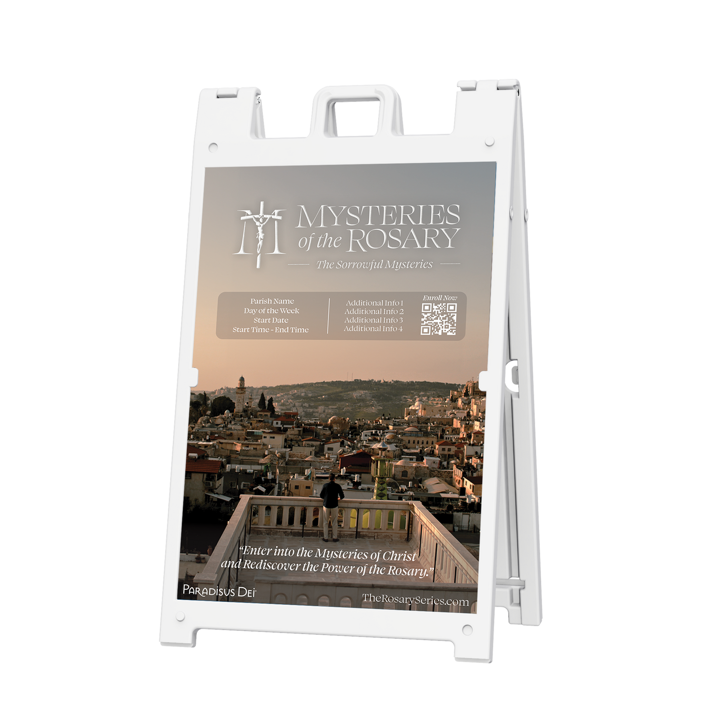 Mysteries of the Rosary: Sorrowful - Coroplast Sign with A-Frame Stand - 24 x 36