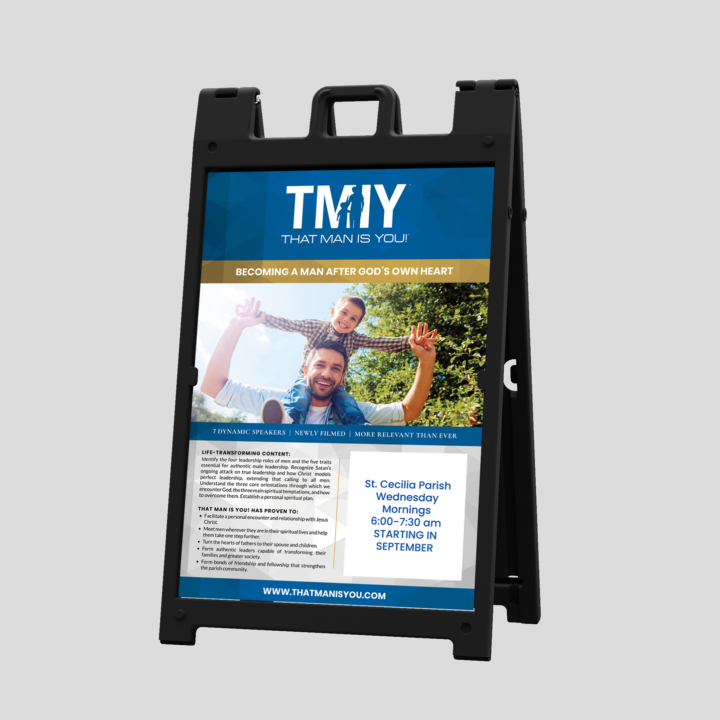 Becoming a Man After God's Own Heart - Coroplast Sign with A-Frame Stand - 24 x 36