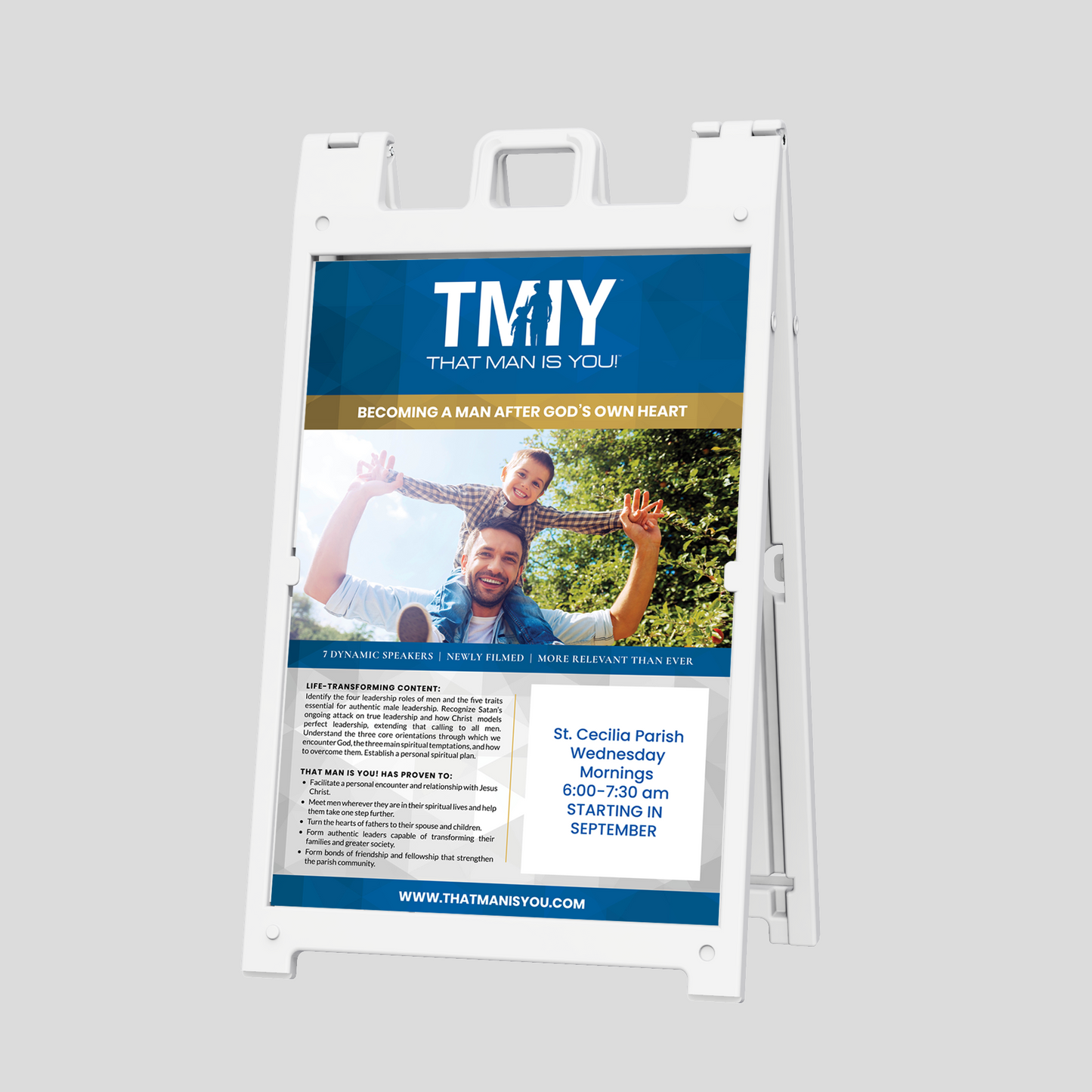 Becoming a Man After God's Own Heart - Coroplast Sign with A-Frame Stand - 24 x 36