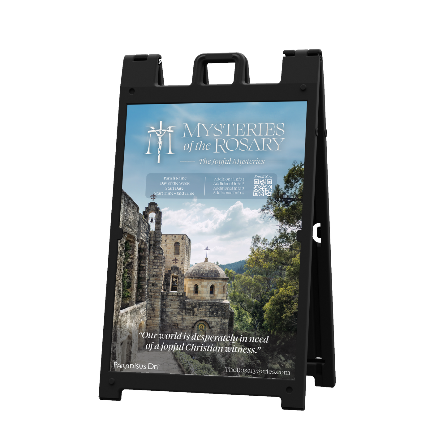 Mysteries of the Rosary: Joyful - Coroplast Sign with A-Frame Stand - 24 x 36