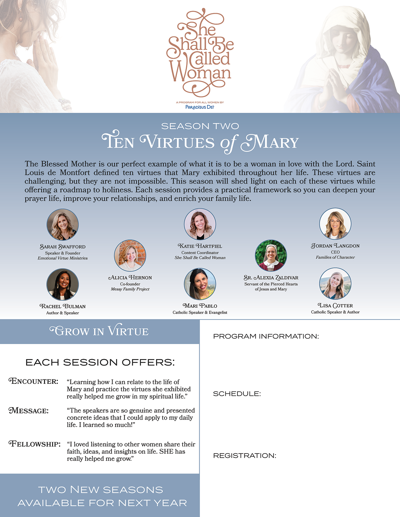 Ten Virtues of Mary - Printed Bulletin Inserts (Min order 100)