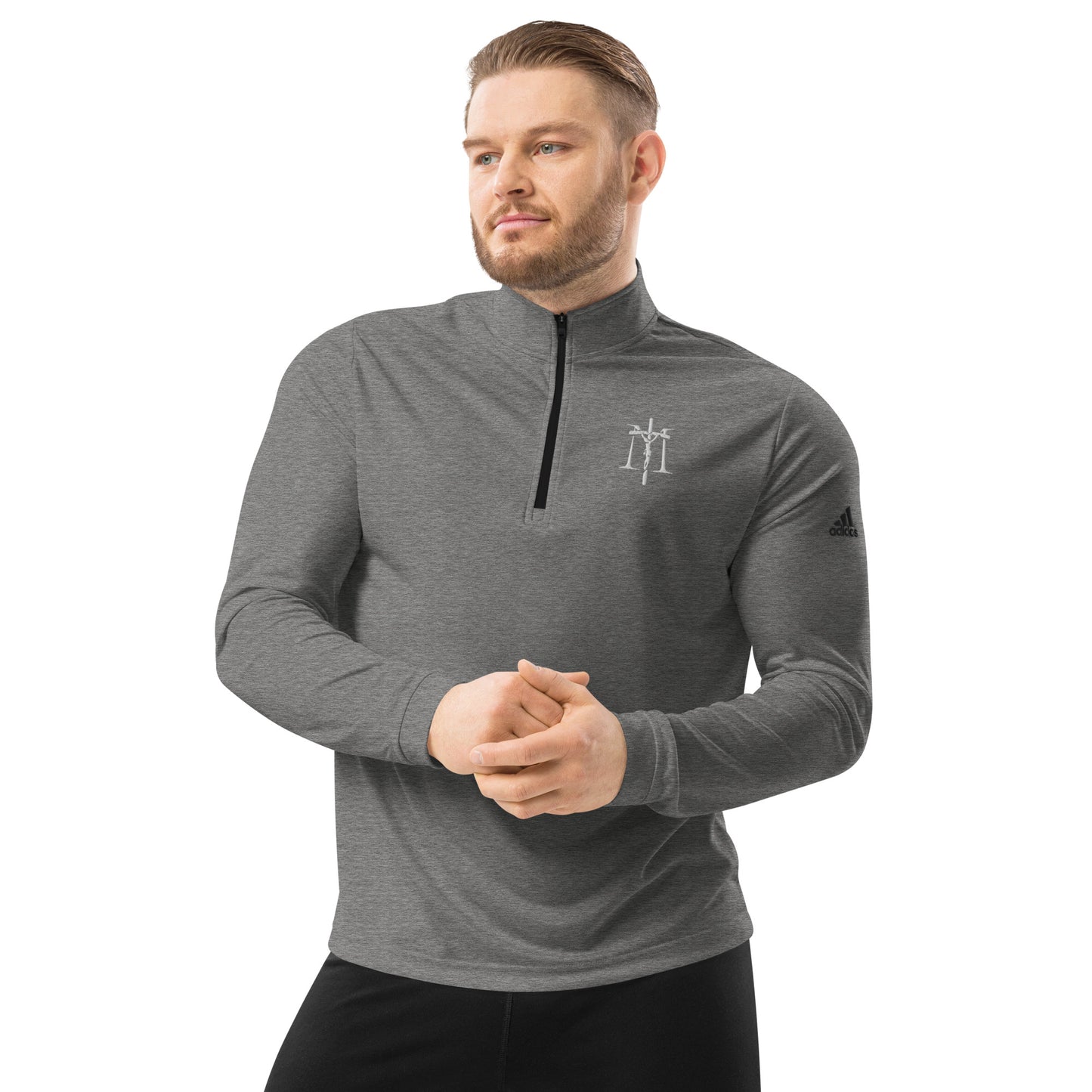 Mysteries of the Rosary Embroidered Quarter zip pullover