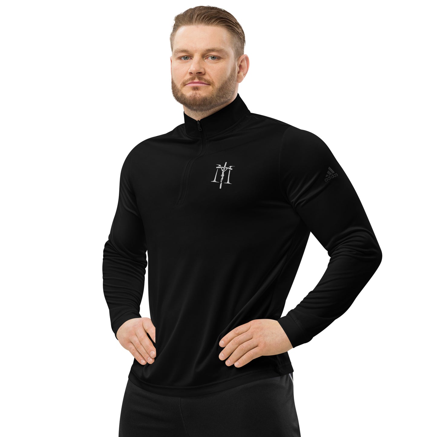 Mysteries of the Rosary Embroidered Quarter zip pullover