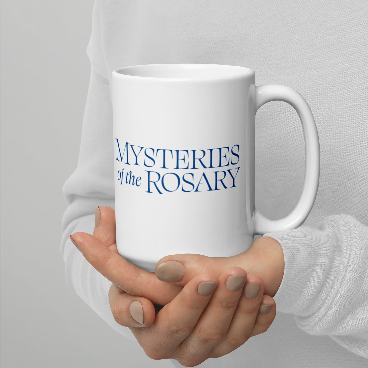 Mysteries of the Rosary White Glossy Mug