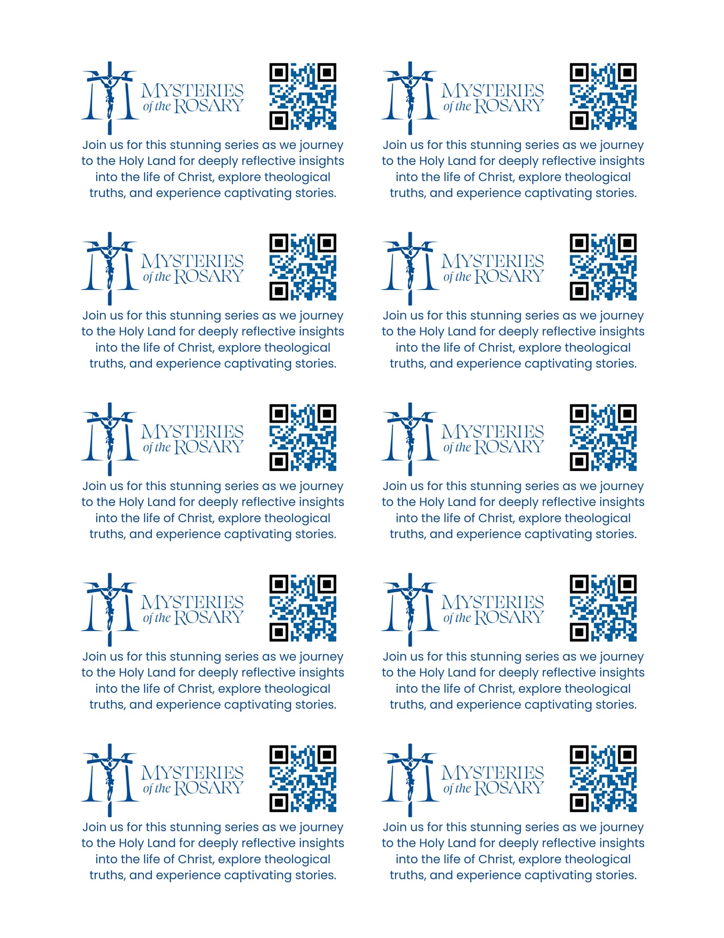 Mysteries of the Rosary QR Code Cards - Digital File Only