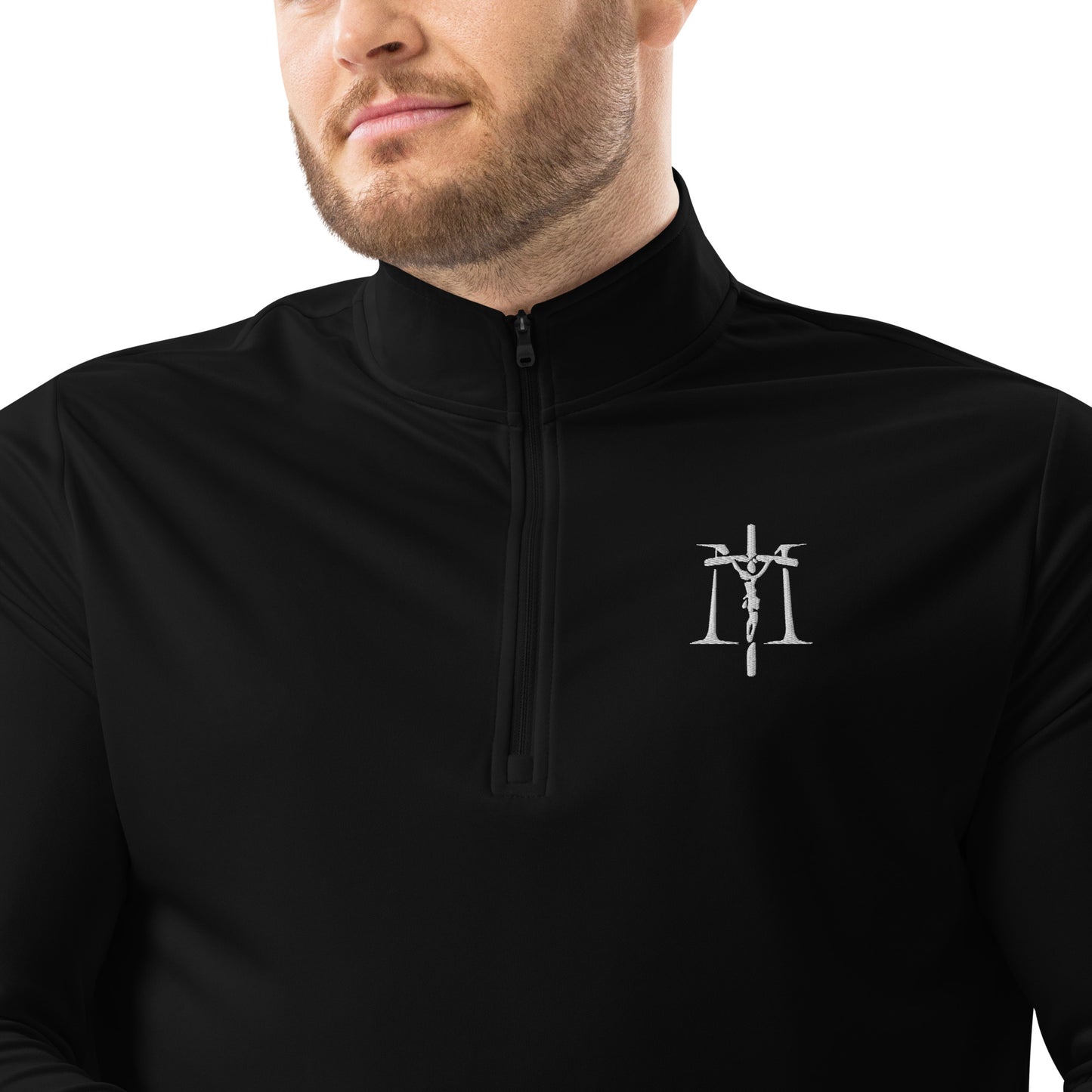 Mysteries of the Rosary Embroidered Quarter zip pullover